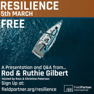 flyer with a photo of a sailing boat on the water from above. Click to sign up for the event